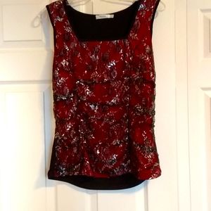 28. Red and Black Lace Sleeveless Top L